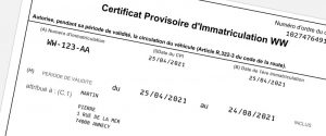 Certificat provisoire d'immatriculation